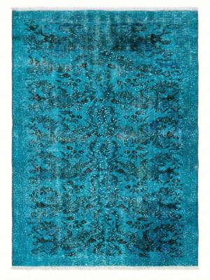 Restore Edilmiş ve Boyanmış Vintage Isparta Halısı | Eskitme Turkuaz