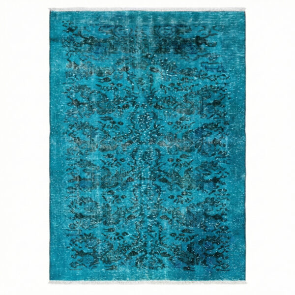 Restore Edilmiş ve Boyanmış Vintage Isparta Halısı | Eskitme Turkuaz